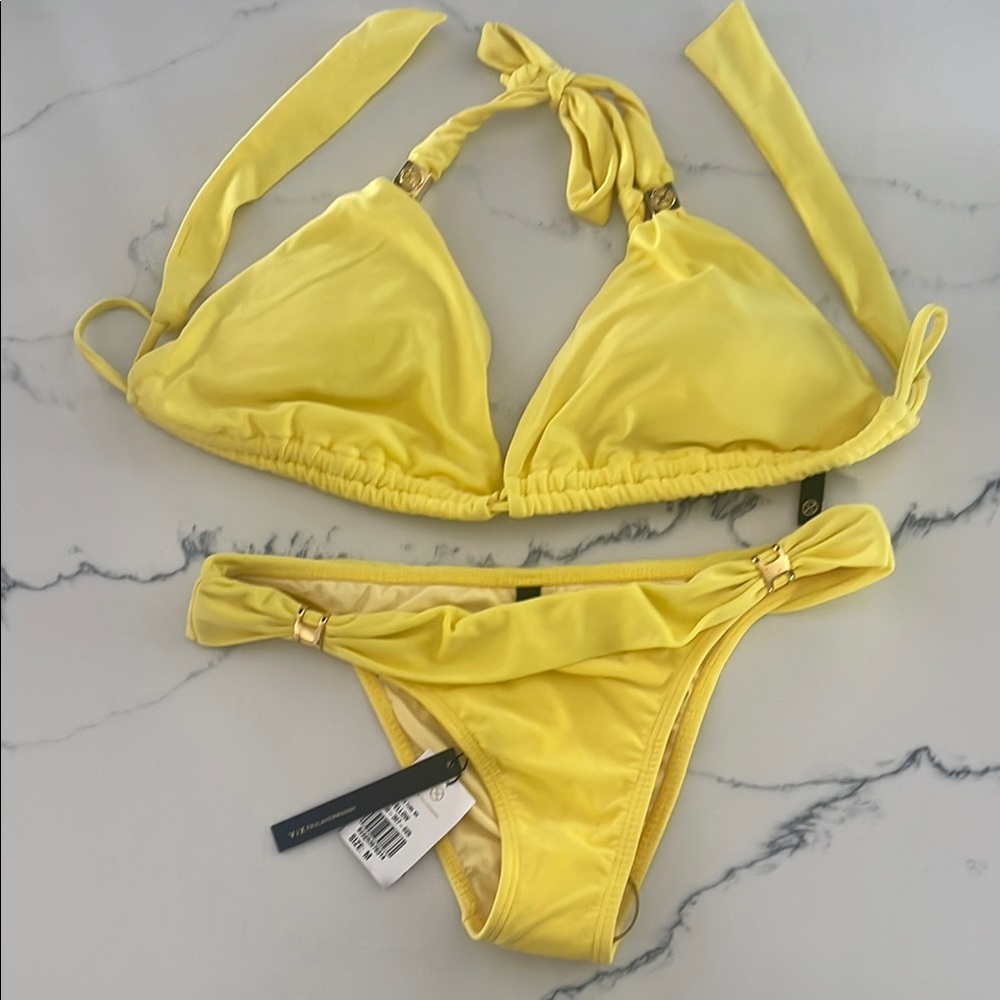 Vix Gold Yellow Bikini Swimwear